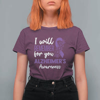 Alzheimers Caregiver Support Purple Ribbon T Shirt For Women I Will Remember For You