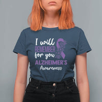 Alzheimers Caregiver Support Purple Ribbon T Shirt For Women I Will Remember For You