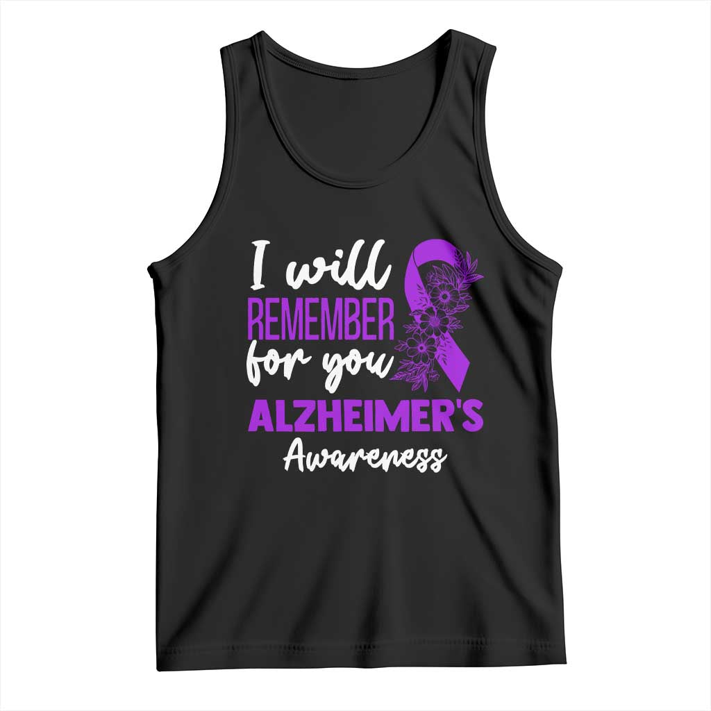 Alzheimers Caregiver Support Purple Ribbon Tank Top I Will Remember For You