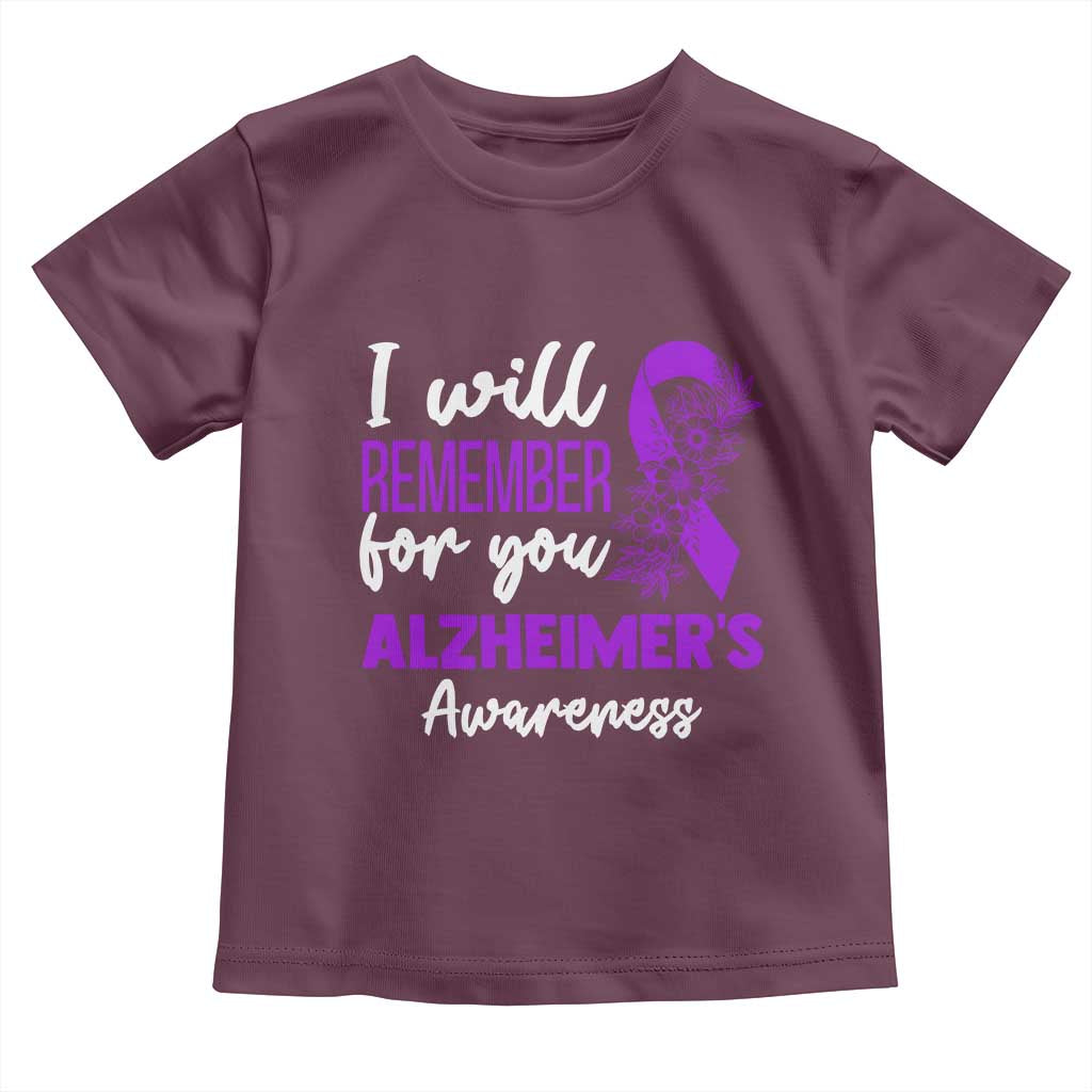 Alzheimers Caregiver Support Purple Ribbon Toddler T Shirt I Will Remember For You