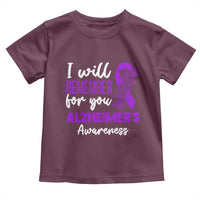 Alzheimers Caregiver Support Purple Ribbon Toddler T Shirt I Will Remember For You