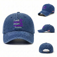 Alzheimers Caregiver Support Purple Ribbon Washed Cotton Baseball Cap I Will Remember For You
