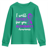 Alzheimers Caregiver Support Purple Ribbon Youth Sweatshirt I Will Remember For You