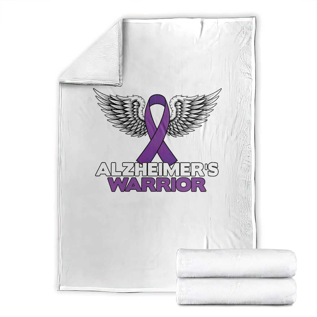 Alzheimers Warrior Throw Blanket Purple Ribbon Angel Wings Memory Support Gift