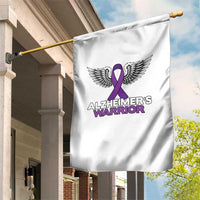 Alzheimers Warrior Garden Flag Purple Ribbon Angel Wings Memory Support Gift