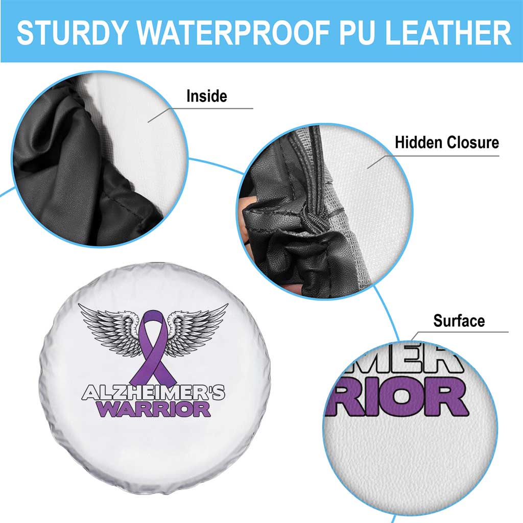 Alzheimers Warrior Spare Tire Cover Purple Ribbon Angel Wings Memory Support Gift