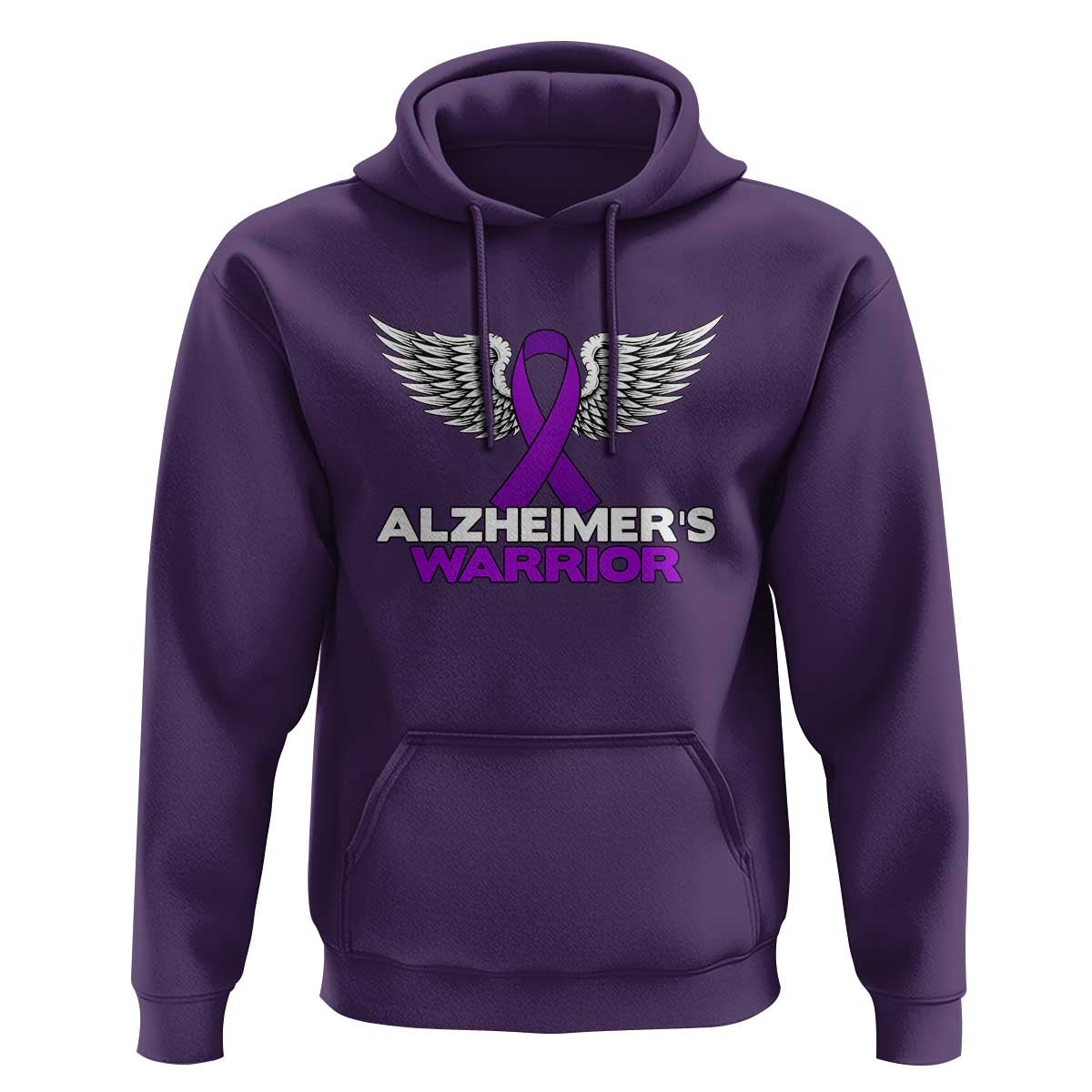 Alzheimers Warrior Hoodie Purple Ribbon Angel Wings Memory Support Gift