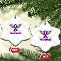 Alzheimers Warrior Ceramic Ornament Purple Ribbon Angel Wings Memory Support Gift