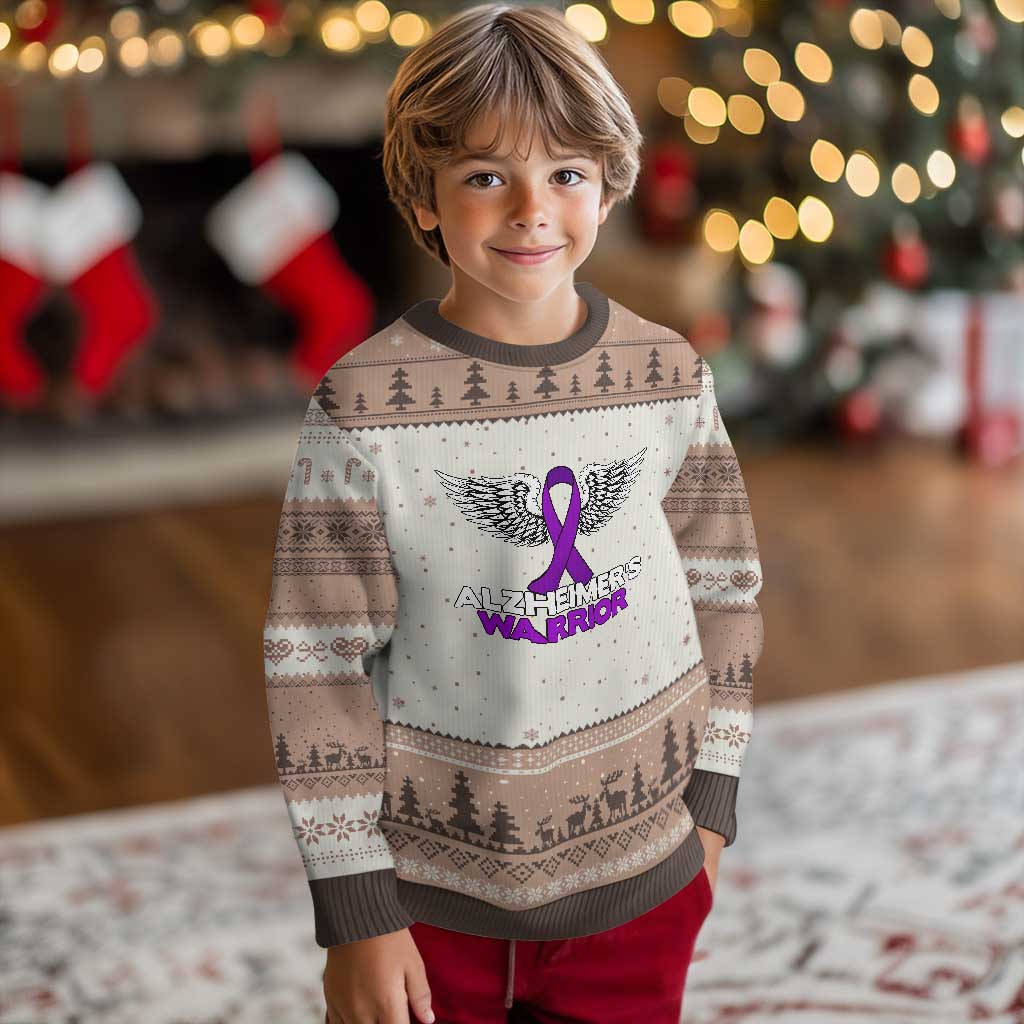 Alzheimers Warrior Ugly Christmas Sweater Purple Ribbon Angel Wings Memory Support Gift