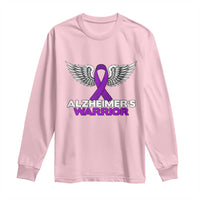 Alzheimers Warrior Long Sleeve Shirt Purple Ribbon Angel Wings Memory Support Gift