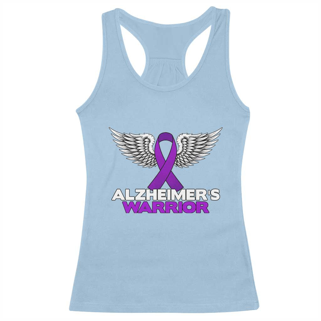 Alzheimers Warrior Racerback Tank Top Purple Ribbon Angel Wings Memory Support Gift