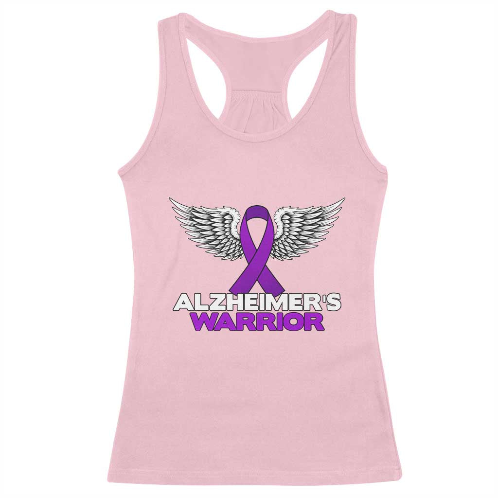 Alzheimers Warrior Racerback Tank Top Purple Ribbon Angel Wings Memory Support Gift