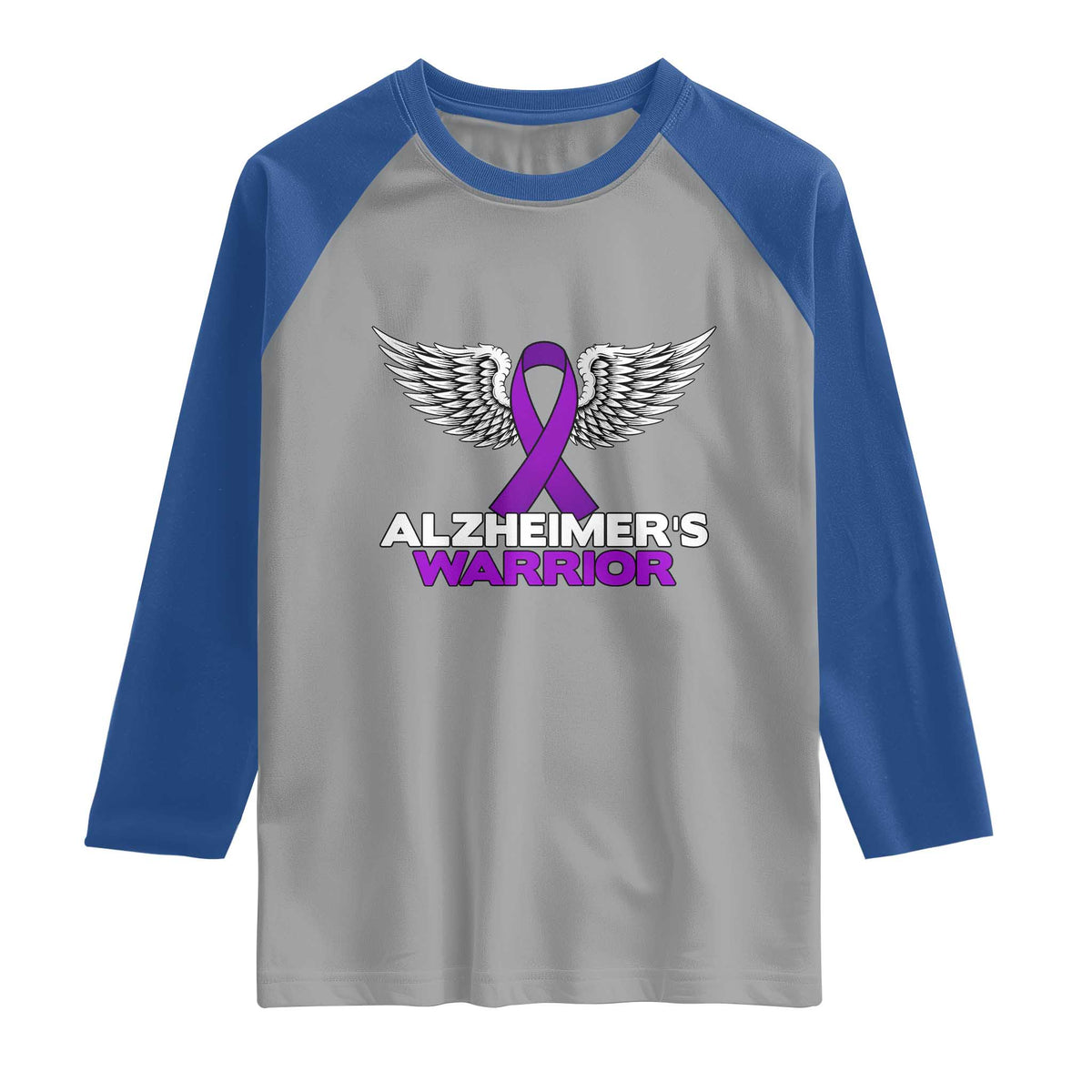 Alzheimers Warrior Raglan Shirt Purple Ribbon Angel Wings Memory Support Gift