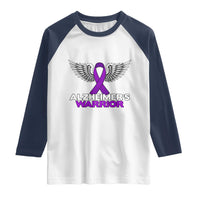 Alzheimers Warrior Raglan Shirt Purple Ribbon Angel Wings Memory Support Gift