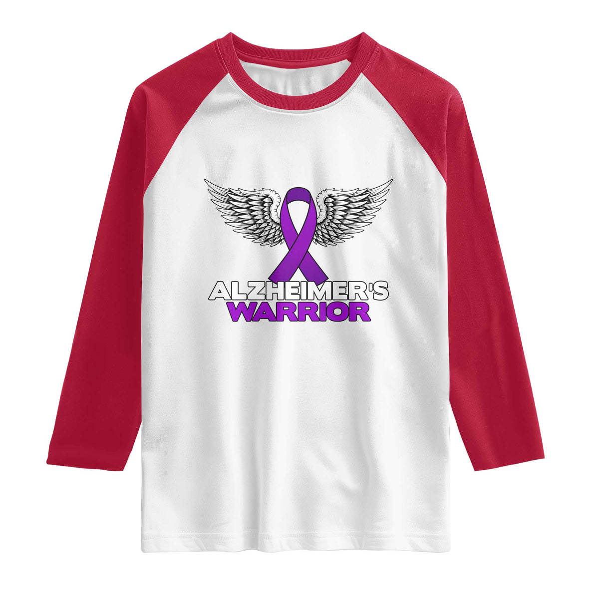 Alzheimers Warrior Raglan Shirt Purple Ribbon Angel Wings Memory Support Gift