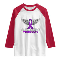 Alzheimers Warrior Raglan Shirt Purple Ribbon Angel Wings Memory Support Gift