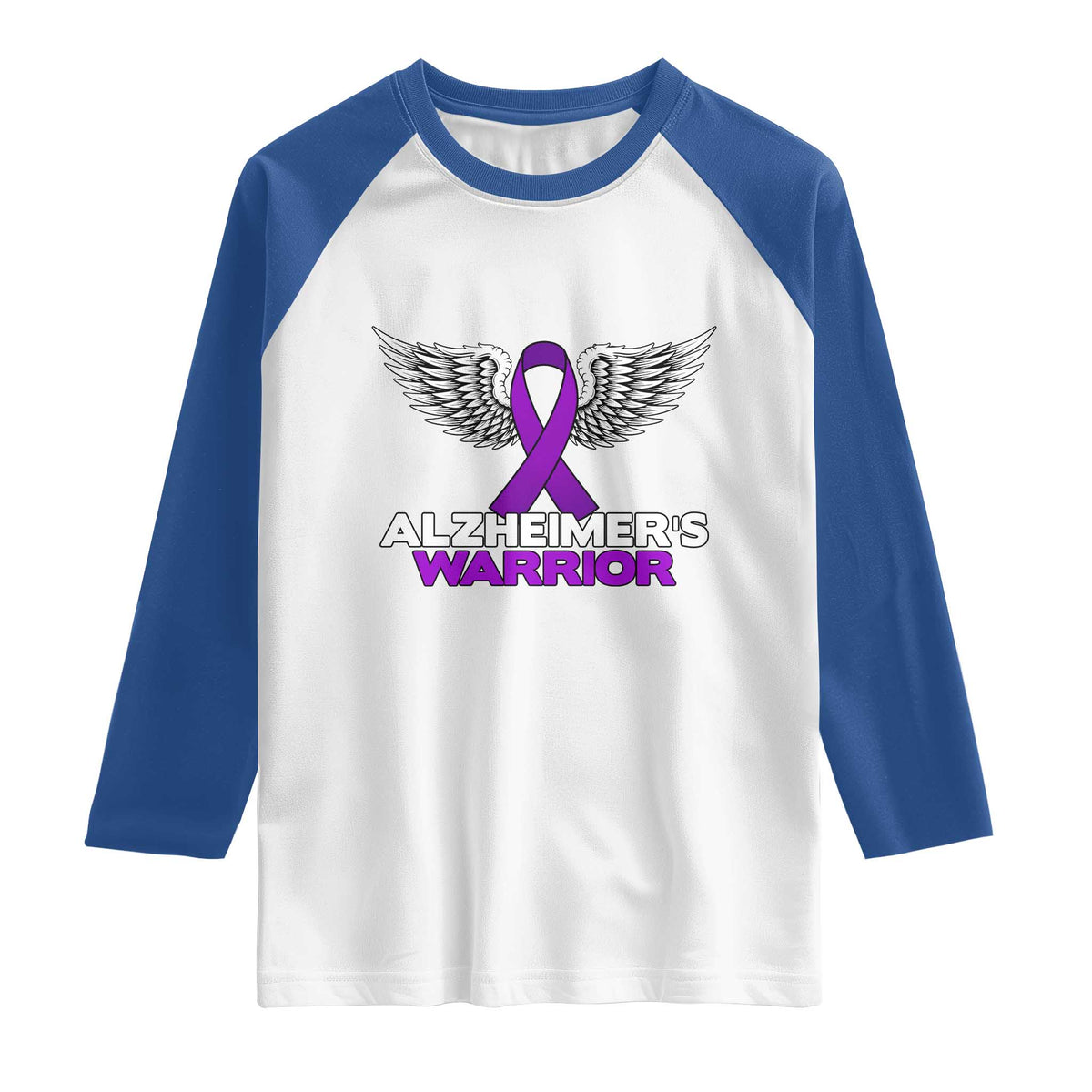 Alzheimers Warrior Raglan Shirt Purple Ribbon Angel Wings Memory Support Gift