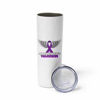 Alzheimers Warrior Skinny Tumbler Purple Ribbon Angel Wings Memory Support Gift