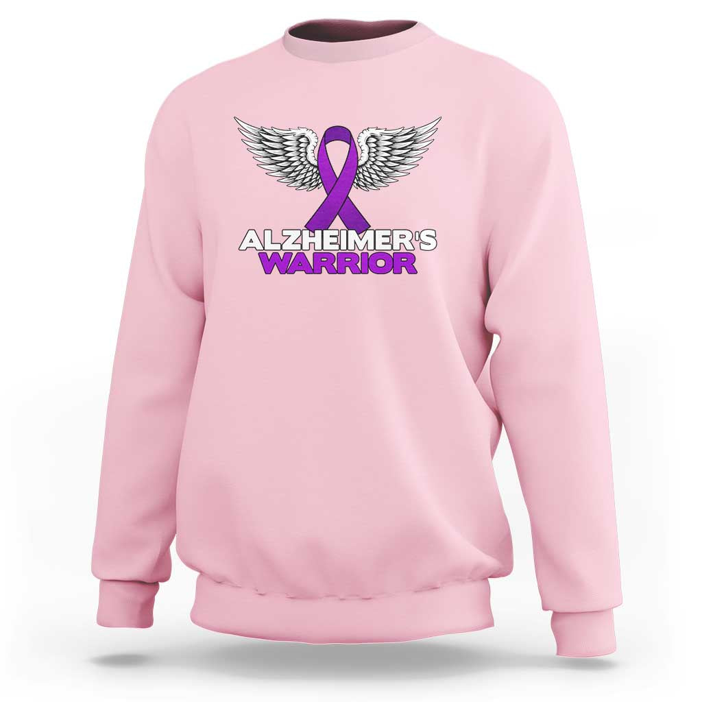Alzheimers Warrior Sweatshirt Purple Ribbon Angel Wings Memory Support Gift