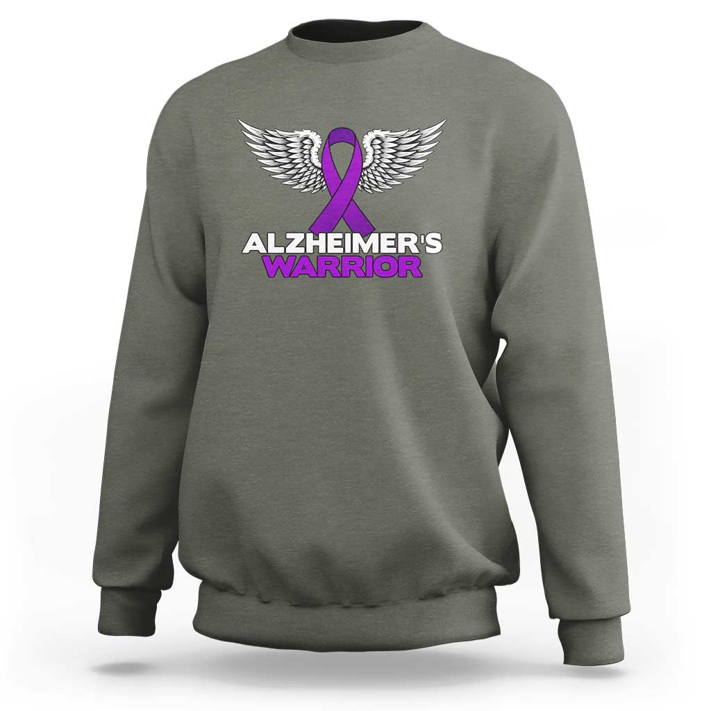 Alzheimers Warrior Sweatshirt Purple Ribbon Angel Wings Memory Support Gift