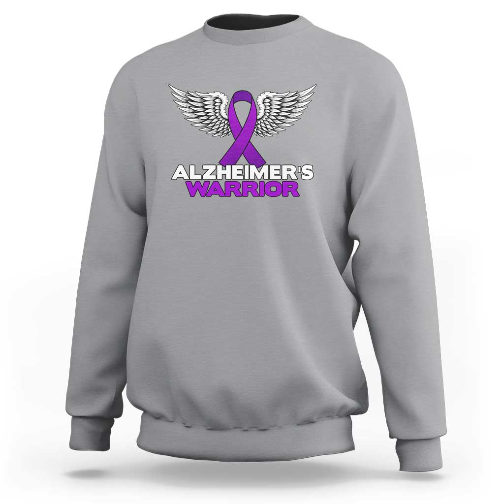 Alzheimers Warrior Sweatshirt Purple Ribbon Angel Wings Memory Support Gift