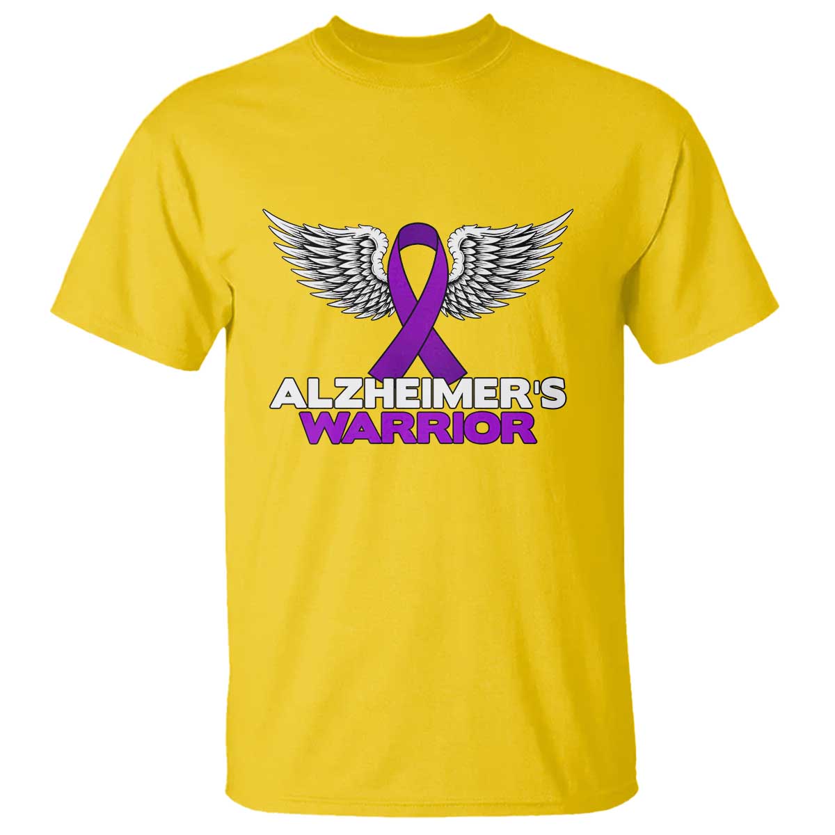 Alzheimers Warrior T Shirt Purple Ribbon Angel Wings Memory Support Gift