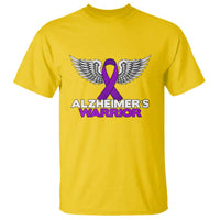 Alzheimers Warrior T Shirt Purple Ribbon Angel Wings Memory Support Gift