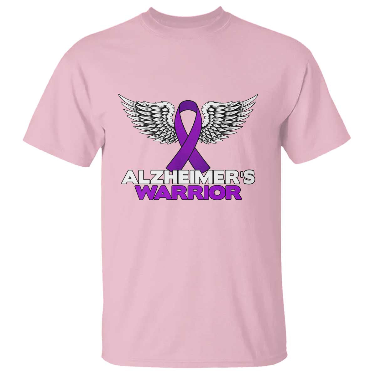 Alzheimers Warrior T Shirt Purple Ribbon Angel Wings Memory Support Gift