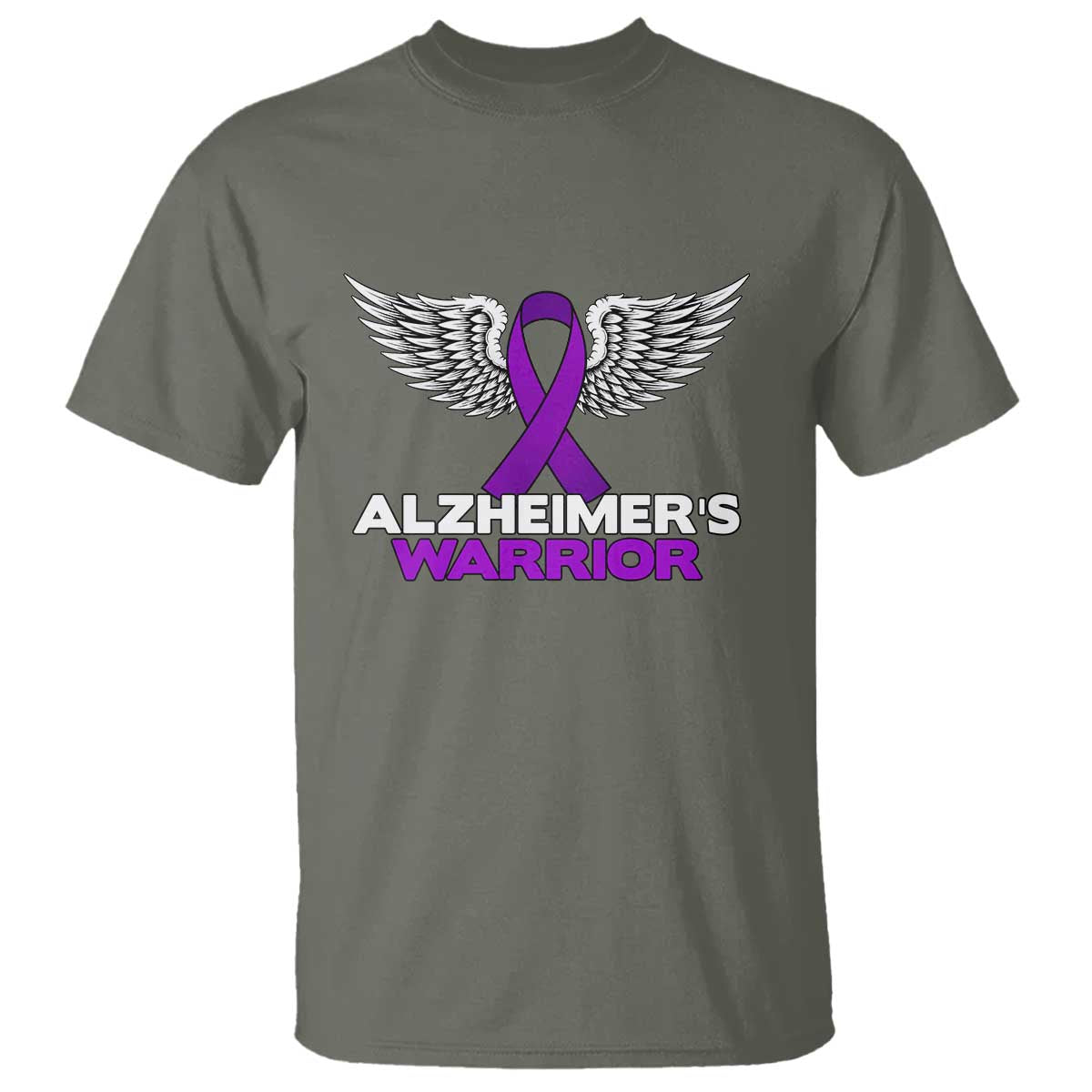 Alzheimers Warrior T Shirt Purple Ribbon Angel Wings Memory Support Gift