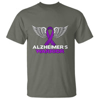 Alzheimers Warrior T Shirt Purple Ribbon Angel Wings Memory Support Gift