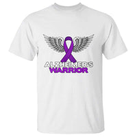 Alzheimers Warrior T Shirt Purple Ribbon Angel Wings Memory Support Gift