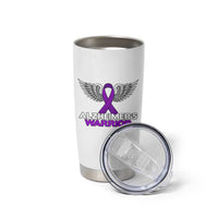 Alzheimers Warrior Tumbler Cup Purple Ribbon Angel Wings Memory Support Gift