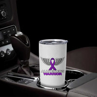 Alzheimers Warrior Tumbler Cup Purple Ribbon Angel Wings Memory Support Gift