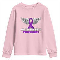 Alzheimers Warrior Youth Sweatshirt Purple Ribbon Angel Wings Memory Support Gift