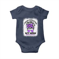 I Wear Purple For My Mom Baby Onesie Alzheimers Awareness Messy Bun Graphic
