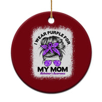 I Wear Purple For My Mom Ceramic Ornament Alzheimers Awareness Messy Bun Graphic