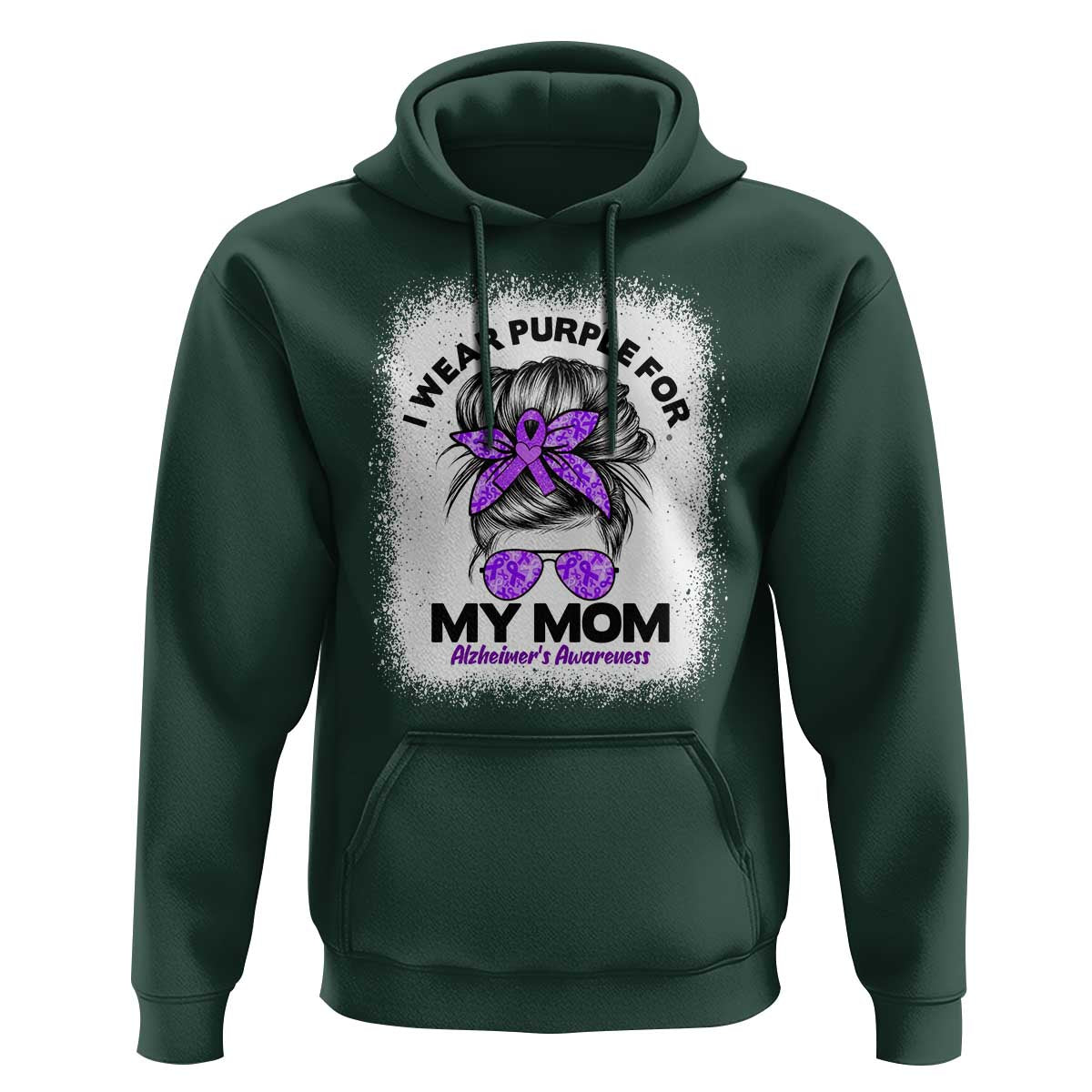 I Wear Purple For My Mom Hoodie Alzheimers Awareness Messy Bun Graphic