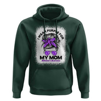 I Wear Purple For My Mom Hoodie Alzheimers Awareness Messy Bun Graphic