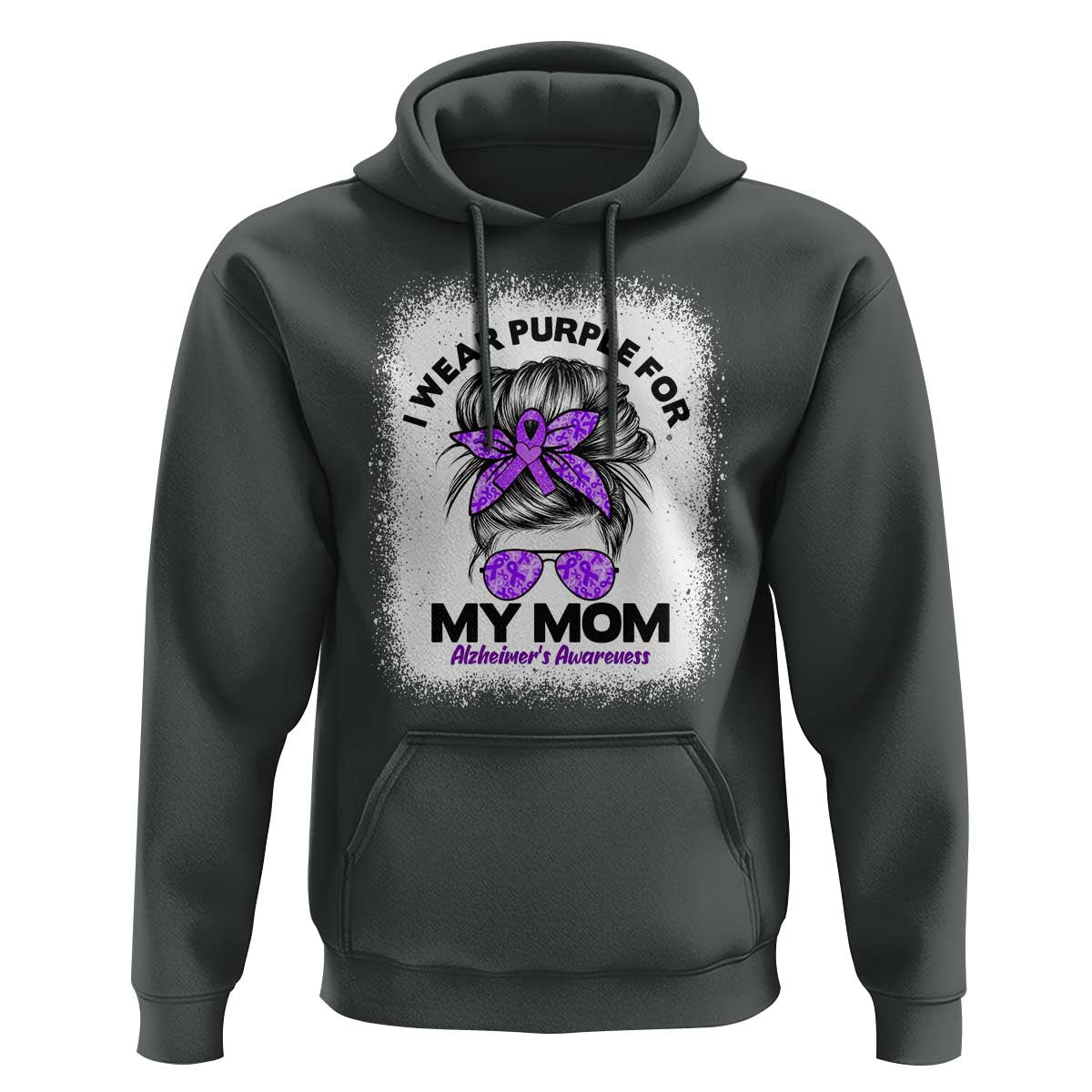 I Wear Purple For My Mom Hoodie Alzheimers Awareness Messy Bun Graphic