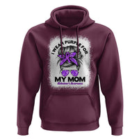 I Wear Purple For My Mom Hoodie Alzheimers Awareness Messy Bun Graphic