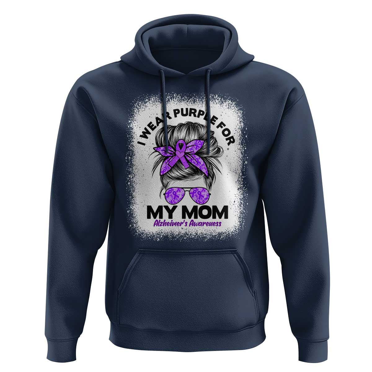 I Wear Purple For My Mom Hoodie Alzheimers Awareness Messy Bun Graphic