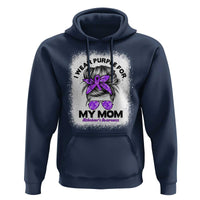 I Wear Purple For My Mom Hoodie Alzheimers Awareness Messy Bun Graphic