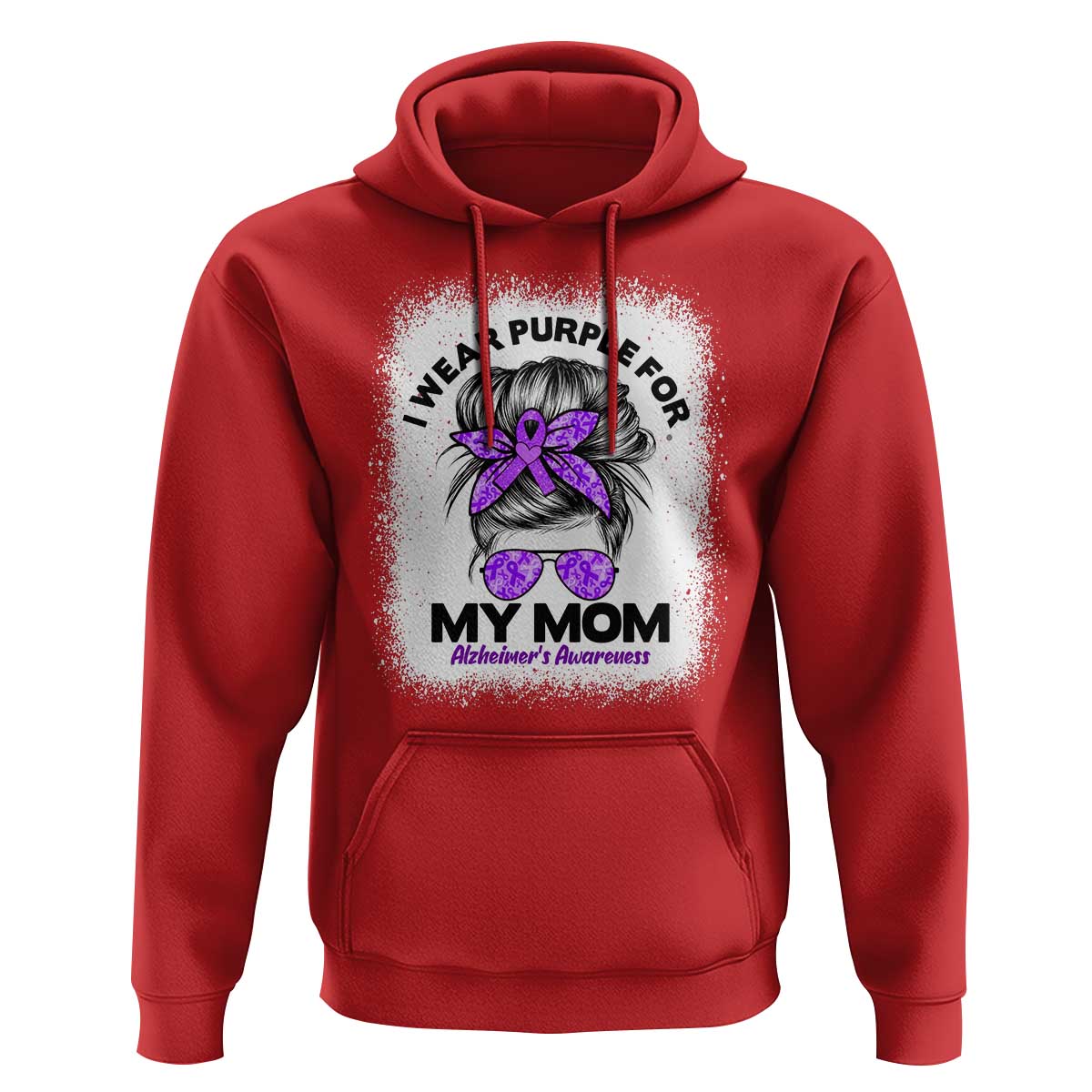 I Wear Purple For My Mom Hoodie Alzheimers Awareness Messy Bun Graphic