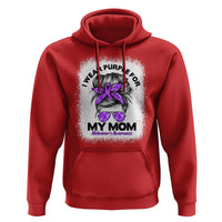 I Wear Purple For My Mom Hoodie Alzheimers Awareness Messy Bun Graphic
