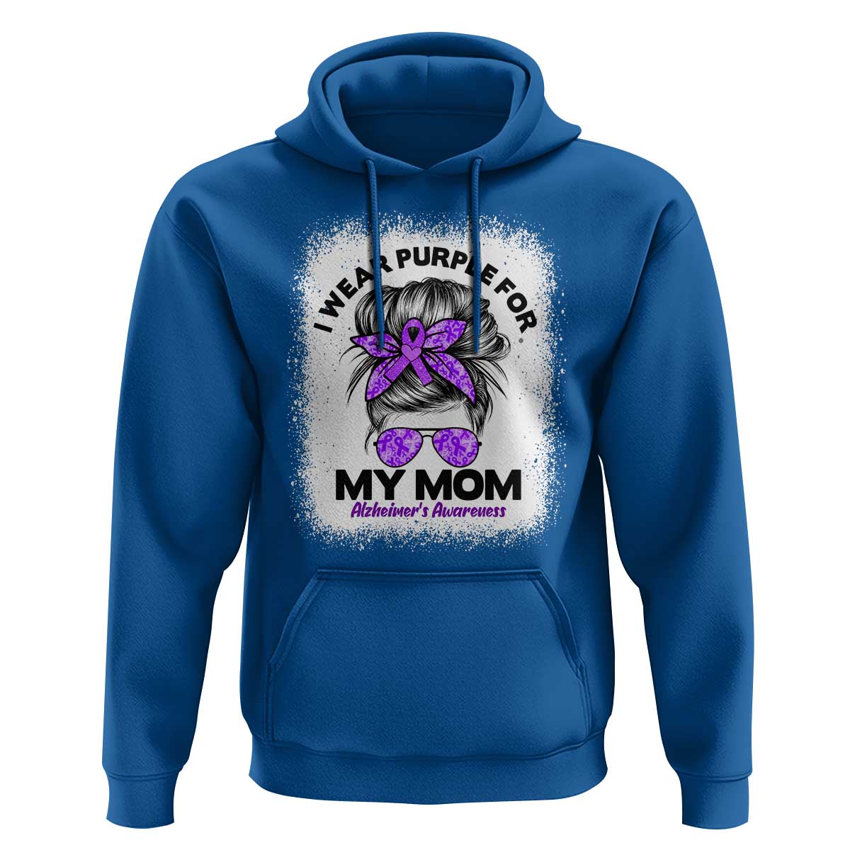 I Wear Purple For My Mom Hoodie Alzheimers Awareness Messy Bun Graphic