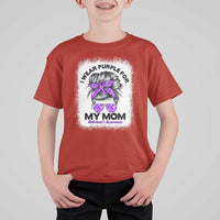 I Wear Purple For My Mom T Shirt For Kid Alzheimers Awareness Messy Bun Graphic