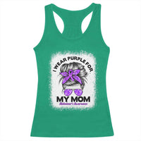 I Wear Purple For My Mom Racerback Tank Top Alzheimers Awareness Messy Bun Graphic