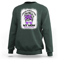 I Wear Purple For My Mom Sweatshirt Alzheimers Awareness Messy Bun Graphic
