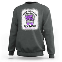 I Wear Purple For My Mom Sweatshirt Alzheimers Awareness Messy Bun Graphic