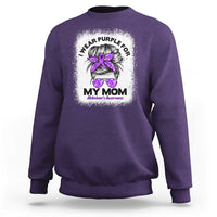 I Wear Purple For My Mom Sweatshirt Alzheimers Awareness Messy Bun Graphic